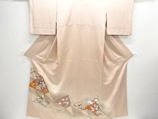 JAPANESE KIMONO / EMBROIDERED FAN PATTERN / HAZE / AN EMBROIDERED ICHI